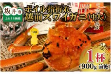 【訳あり】名人が茹でる 指折れ訳あり越前がに(中大)1杯 900g前後　やまに仕込み【1月配送分】[J-4303_01]