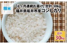 【先行予約】【令和7年産・新米】【6ヶ月連続お届け】福井県坂井市丸岡町産 コシヒカリ5kg×6回　計30kg（精米）【2025年10月より順次発送予定】 [I-11302_03]