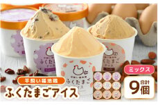  平飼い福地鶏「ふくたまごアイス」9個セット  (3種アソート：各3個) 【アイス アイスクリーム 洋菓子 スイーツ お菓子 デザート 詰め合わせ 詰合せ セット 冷凍 贈答 プレゼント ギフト 人気 お中元 夏ギフト 暑さ対策 】 [A-4940_04]