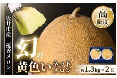 【先行予約】三里浜砂丘地で作られた「ゆうかメロン」（青肉系メロン）2玉入り（1玉1.3kg前後） 【2025年6月上旬以降順次発送予定】 【メロン めろん フルーツ デザート 果物 くだもの 果実 青肉 糖度 甘い ジューシー お取り寄せ グルメ 産地直送 希少】 [A-19203]