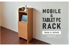 幅30cm コンパクトなルーター収納スタンド ルガール 30 (ナチュラル木目) 日本製 ≪寄付者様組み立て品≫ 【ルーター収納 FAXラック ボックス モデム 卓上 オフィス 充電スタンド スマホ ゲーム機 電話台 棚 木製 タブレット 携帯電話 充電 扉付 オープンラック リビング収納 新生活 国産】 [D-18802_01]