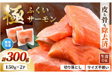 【先行予約】 【訳あり】 ふくいサーモン切り落とし (生食用) 150g × 2パック 合計300g 皮剝ぎ・骨抜き加工済 サイズ不揃い 真空冷凍 【2025年8月上旬以降順次発送】 【サーモン 鮭 しゃけ 切り落とし 生食可 焼き サラダ 鮮度 水産加工品 海産 魚介類 冷凍】 [A-6234]