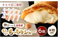 《※爆発的人気の為※現受注分2025年10月発送～》 くりーむたっぷり羽二重もっちりシュー 6個 【2025年10月より順次発送】【シュークリーム カスタード クリーム 羽二重餅 スイーツ スウィーツ お菓子 おやつ デザート 洋菓子 焼菓子 個包装 冷凍】 [A-08184_10]