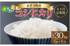 【6ヶ月連続お届け】【白米】 令和5年度産 永平寺町産 コシヒカリ 5kg×6ヶ月（計30kg） [G-033073]