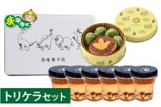 恐竜スイーツ　トリケラセット[C-026004_01] / サブレ プリン 恐竜 缶 米粉 米粉クッキー お菓子 クッキー おかし 菓子 焼き菓子 焼菓子 クッキー缶 バニラ ショコラ 抹茶 プレーン お取り寄せ ご当地  ギフト プレゼント お土産 贈り物 贈答 贈答用 お試し 送料無料 国産 福井県産 永平寺 永平寺町 坐禅 恐竜 北陸