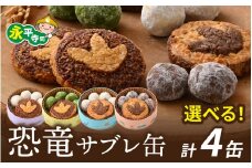 恐竜サブレ缶（小）選べるクッキー缶4個/ 恐竜 サブレ お菓子 クッキー 米粉 おかし 洋菓子 詰め合わせ デザート 人気 おすすめ 永平寺 福井 福井県 坐禅 恐竜 北陸 [B-026040]