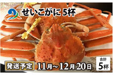 【先行予約】せいこがに 5杯【2025年11月中旬より順次発送】セイコガニ せいこ蟹 セコガニ 雌 ずわいがに せいこがに かにみそ カニ味噌 越前ガニ  ボイル 刺身 蟹 鍋 しゃぶしゃぶ 冷蔵 カニ 海鮮 かに 国産 南越前町 福井県　送料無料