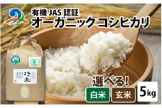 【先行予約】【 令和7年産　新米 】 有機JAS認証 オーガニック コシヒカリ 白米 5kg×1袋（計5kg）【2025年11月中旬から順次発送】