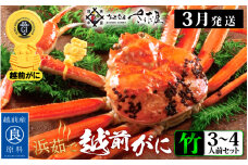 越前がに本場の越前町からお届け！越前がに 浜茹で≪竹セット≫2～3人前 かに酢 かにの食べ方しおり かにスプーン付き【かに カニ 蟹】【福井県 越前町 雄 ズワイガニ ボイル 冷蔵 越前ガニ 越前かに 越前カニ ずわいがに ずわい蟹 かに カニ 蟹】【3月発送分】【小サイズ：300～400g × 3杯（※茹で前重量）】希望日指定可 備考欄に希望日をご記入ください [e04-x008_03b]