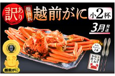 【訳あり】≪浜茹で≫指折れ 越前がに（小） × 2杯 食べ方しおり かにスプーン付き【雄 ズワイガニ ずわいがに 越前ガニ 姿 ボイル 冷蔵 福井県】【3月発送分】希望日指定可 備考欄に希望日をご記入ください [e15-x001_03]