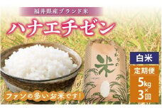 定期便≪3ヶ月連続お届け≫ハナエチゼン 5kg × 3回 令和6年 福井県産【白米】【お米 はなえちぜん 華越前 計15キロ】 [e30-b008]