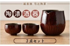 [e11-d001] 【先行予約】【越前焼】越前の匠結集 陶漆酒器（3点セット）伝統工芸の越前焼・越前漆器コラボ【伝統工芸品 陶器 陶磁器 漆器】【令和5年3月より順次発送】