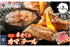 国産 本まぐろ カマ ＆ テールセット 計2kg まぐろの王様！希少部位セット（各1kg）【 鮪 マグロ 希少 グルメ お取り寄せ 宅飲み BBQ バーベキュー  おかず 惣菜 冷凍食品】 [e04-a055]