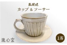 【越前焼】洗心窯 手作りカップ ＆ ソーサー（皿付き）1客【伝統工芸品 コーヒーカップ セット おしゃれ シンプル】 [e48-a002]