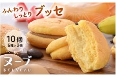 ふわっふわブッセ 「ヌーブ」 5種 × 各2個 （計10個入） カスタード 苺 バナナ チョコレート コーヒー【スイーツ 人気 ご当地 小分け 冷凍 ギフト 福井県】 [e46-a001]