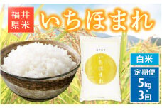 【先行予約】ブランド米 定期便≪3ヶ月連続お届け≫いちほまれ 5kg × 3回 令和6年 福井県産【白米】【お米 精米 計15キロ 人気品種】【2024年12月より順次発送】 [e30-d008]