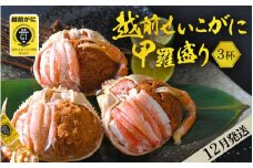 産地直送！越前せいこ蟹 甲羅盛り「身出し」セット 3杯 鮮度にこだわり「冷蔵」発送！旨味満足【雌 ズワイガニ】【越前がに せいこがに セイコガニ セコガニ ボイル むき身 かに カニ 蟹 福井県】【12月発送分】希望日指定可 備考欄に希望日をご記入ください [e49-x004_12]