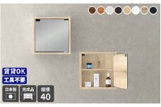 [e55-f001_08] 鏡付き ウォールラック WB-DXミラーD-M棚付き「木目」ワンプッシュで開閉できるミラー扉付き！【日本製 完成品 家具 インテリア ウォールシェルフ 壁掛けラック 北欧風 木製 収納】【カラー：ブラックウッド】