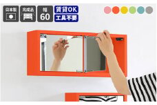 [e55-g002_01] 鏡付き ウォールラック WB-DXミラーE-S aino「パステルカラー」ワンプッシュで開閉できるミラー扉付き！【日本製 完成品 家具 インテリア ウォールシェルフ 壁掛けラック 北欧風 木製 収納】【カラー：ピンク】