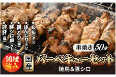 肉 バーベキュー セット国産「焼き鳥 豚シロ 砂肝 串焼き 5種 計50本」調理済み [e03-b003]