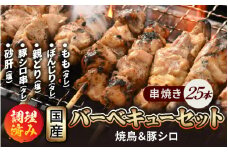 肉 バーベキュー セット国産「焼き鳥 豚シロ 砂肝 串焼き 5種 計25本」調理済み [e03-a031]