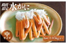 【期間限定】≪浜茹で≫ 越前産水がに中サイズ 6肩（1.05ｋg以上)　脱皮したてのずわいがに雄【雄 ズワイガニ ずわいがに 姿 ボイル 冷蔵 福井県】【3月発送】希望日指定可 備考欄に希望日をご記入ください [e23-x011]