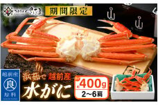 【期間限定】浜茹で 越前産 水がに 400g（2～6肩） 脱皮したてのずわいがに【福井県 越前町 かに カニ 蟹 ずわいがに ズワイガニ 雄 ズボガニ 水ガニ かに足  冷蔵 越前ガニ 越前かに 越前カニ】【2026年2月20日以降 順次発送予定】 [e04-x025]