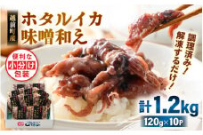 調理済 解凍するだけ ! 越前町産 味噌あえ ホタルイカ たっぷり 計1.2kg（120g × 10P）小分け 冷凍 ほたるいか 全国トップクラスの漁獲量【ボイル 茹で 調理すみ 味付き みそ ミソ  日本海 いか イカ 烏賊 福井県 魚介 海鮮 惣菜 さかな  おつまみ 酒の肴 お取り寄せ グルメ 宅飲み 小分け 日常使い】 [e15-a046]