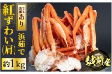 [冷蔵便] 【訳あり】≪浜茹で≫越前産 紅ずわいがに 肩 約 1kg【紅ズワイガニ ボイル 蟹 かに カニ 福井県】【最短3日発送～1ヶ月以内にお届け】 [e22-x010_00]
