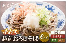 冷蔵 越前おろしそば 6人前（辛味大根・ねぎ・だし付き）生蕎麦（保存料・防腐剤・添加物不使用）【ソバ 麺 年末 年越し ざるそば】【お届け希望日指定可能】美味しいそばのゆで方ポイント付 [e21-a008]