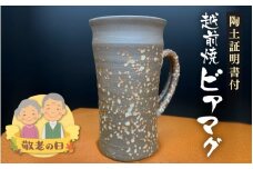 【敬老の日限定】越前焼 ビアマグ 志野 桐箱入り 光窯「陶土証明書あり」焼酎カップ マグカップ 万能カップ 福井県越前町 【2025年9月12日より順次発送】【敬老の日 コーヒーカップ お茶カップ 食器 酒 ビール コップ カップ  ギフト 電子レンジ 食洗機  工芸品 陶器 】 [e25-b019]