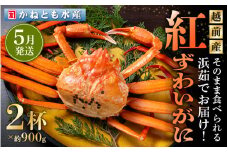 ≪浜茹で≫越前産 紅ずわいがに 約900g × 2杯 食べ方しおり付【紅ズワイガニ カニ かに 蟹 姿 ボイル 冷蔵 福井県】【5月発送分】希望日指定不可 [e14-x001_05] 