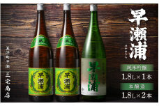 【早瀬浦】純米吟醸 1800ml × 1本 ＆ 本醸造 1800ml × 2本 セット【入手困難 飲み比べ 日本酒 地酒 福井 美浜 早瀬 フルーティ 男酒 硬水 ミネラル 希少 ご褒美 家飲み】[m16-c005]