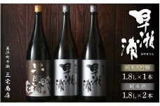 【早瀬浦】純米大吟醸 1800ml × 1本 ＆ 純米酒 1800ml × 2本 セット【入手困難 飲み比べ 日本酒 地酒 福井 美浜 早瀬 フルーティ 男酒 硬水 ミネラル 希少 ご褒美 家飲み 】[m16-f001]