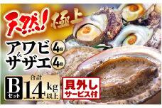 【期間限定】天然！極上 アワビ ＆ サザエ セットB(貝はずしサービス)【入手困難 産地直送 刺身 お造り おせち バター焼き BBQ あわび 鮑 サザエ さざえ 貝 砂抜き済 海鮮 魚介 酒の肴 つまみ 贅沢 ご褒美 冷凍 福井】[m21-ｍ001_02]
