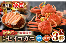 【訳あり】【数量限定！】 全て地物！ 天然！ セイコガニ大（180g～）3杯セット（冷凍）食べ方説明書付き 【カニ かに 蟹 せいこがに 越前セイコガニ ずわいがに ズワイガニ ボイルガニ ボイル わけあり 足折れ 国産 県産 生産者支援 規格外】 [m21-a034]
