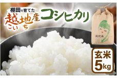 【先行予約】【令和7年産 新米】越地 (こいち) 産 コシヒカリ (玄米) 計5kg 【2025年9月中旬以降順次発送予定】[m24-a009]