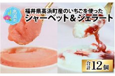 福井県高浜町産のいちごを使った、シャーベット6個 ジェラート6個
