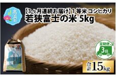 【令和6年産 新米】【3ヶ月連続定期便】一等米コシヒカリ 若狭富士の米 5kg×3回 計15kg