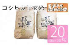 さぶりの里山のお米　コシヒカリ玄米　10kg×2袋（20kg）