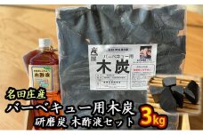 おおい町 名田庄木炭セット（木炭3kg ･研磨炭･木酢液1L×2本）