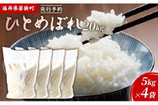 令和7年産 福井県若狭町 ひとめぼれ （一等米） 20kg（神谷農園） 5kg×4袋 お米 ブランド米 銘柄米 ご飯 おにぎり お弁当 産地直送 和食 主食  [№5580-0852]