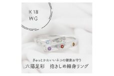 K18WG　六猫足彩(無病息災)　だきしめ　細身　リング　13号(1点)【1331042】