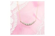 K18PG 0.10ctダイヤモンド　アーチペンダントネックレス　HH018404【1387335】