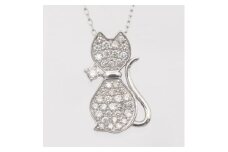 『宝石の街 甲府』プラチナ ダイヤモンド0.28ct  猫 ペンダントネックレス(HH018782)【1441301】