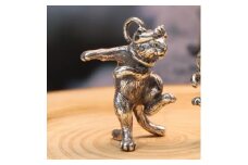 ＜和の彩 wanoiro＞銀製『鉢巻を締めて踊る猫又』妖怪もののけ根付ジュエリー 659-860【1490345】