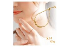 ＜山梨県＞＜ジュエリー＞K24 pure gold/ピュアゴールド スクリュー チェーンリング　1本_ チェーンリング 純金 K24 アクセサリー ピュアゴールド ジュエリー 山梨県 ゴールド 人気 おすすめ 送料無料 贈答 【1508336】