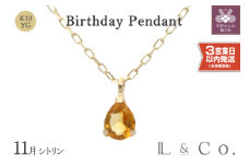 〈 甲府ジュエリー 〉〈即納〉【L&Co.】K10 誕生石ペンダント シトリン(63-7811)
