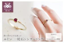 【サイズ：17号】【ジュエリー】K10 イエローゴールド ルビー 一粒石 リング 指輪 保証書付 NR-1869