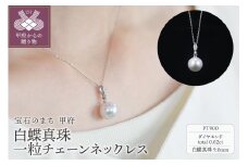 〈 甲府ジュエリー 〉【プラチナ】9mm 白蝶真珠一粒チェーンネックレス/PTP1226